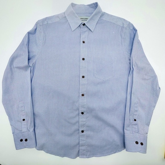 Twillory Other - Twillory Untuckable Mens Blue White Geometric Tailored Fit Shirt Size M